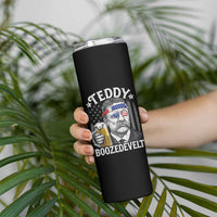 Teddy Boozedevelt Theodore Roosevelt 4th of July Skinny Tumbler Funny Beer Drinking Vintage American Flag