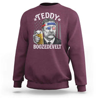Teddy Boozedevelt Theodore Roosevelt 4th of July Sweatshirt Funny Beer Drinking Vintage American Flag
