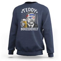 Teddy Boozedevelt Theodore Roosevelt 4th of July Sweatshirt Funny Beer Drinking Vintage American Flag