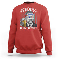 Teddy Boozedevelt Theodore Roosevelt 4th of July Sweatshirt Funny Beer Drinking Vintage American Flag