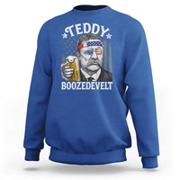Teddy Boozedevelt Theodore Roosevelt 4th of July Sweatshirt Funny Beer Drinking Vintage American Flag