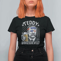 Teddy Boozedevelt Theodore Roosevelt 4th of July T Shirt For Women Funny Beer Drinking Vintage American Flag