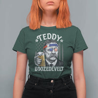 Teddy Boozedevelt Theodore Roosevelt 4th of July T Shirt For Women Funny Beer Drinking Vintage American Flag