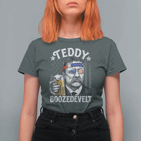 Teddy Boozedevelt Theodore Roosevelt 4th of July T Shirt For Women Funny Beer Drinking Vintage American Flag