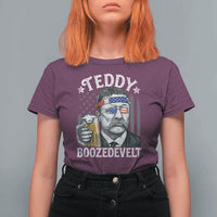 Teddy Boozedevelt Theodore Roosevelt 4th of July T Shirt For Women Funny Beer Drinking Vintage American Flag