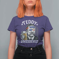 Teddy Boozedevelt Theodore Roosevelt 4th of July T Shirt For Women Funny Beer Drinking Vintage American Flag