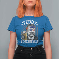 Teddy Boozedevelt Theodore Roosevelt 4th of July T Shirt For Women Funny Beer Drinking Vintage American Flag