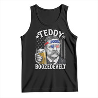 Teddy Boozedevelt Theodore Roosevelt 4th of July Tank Top Funny Beer Drinking Vintage American Flag