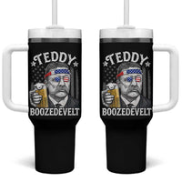 Teddy Boozedevelt Theodore Roosevelt 4th of July Tumbler With Handle Funny Beer Drinking Vintage American Flag