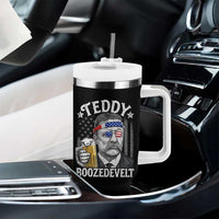 Teddy Boozedevelt Theodore Roosevelt 4th of July Tumbler With Handle Funny Beer Drinking Vintage American Flag