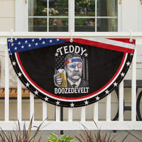 Teddy Boozedevelt Theodore Roosevelt 4th of July Patriotic Fan Flag Funny Beer Drinking Vintage American Flag
