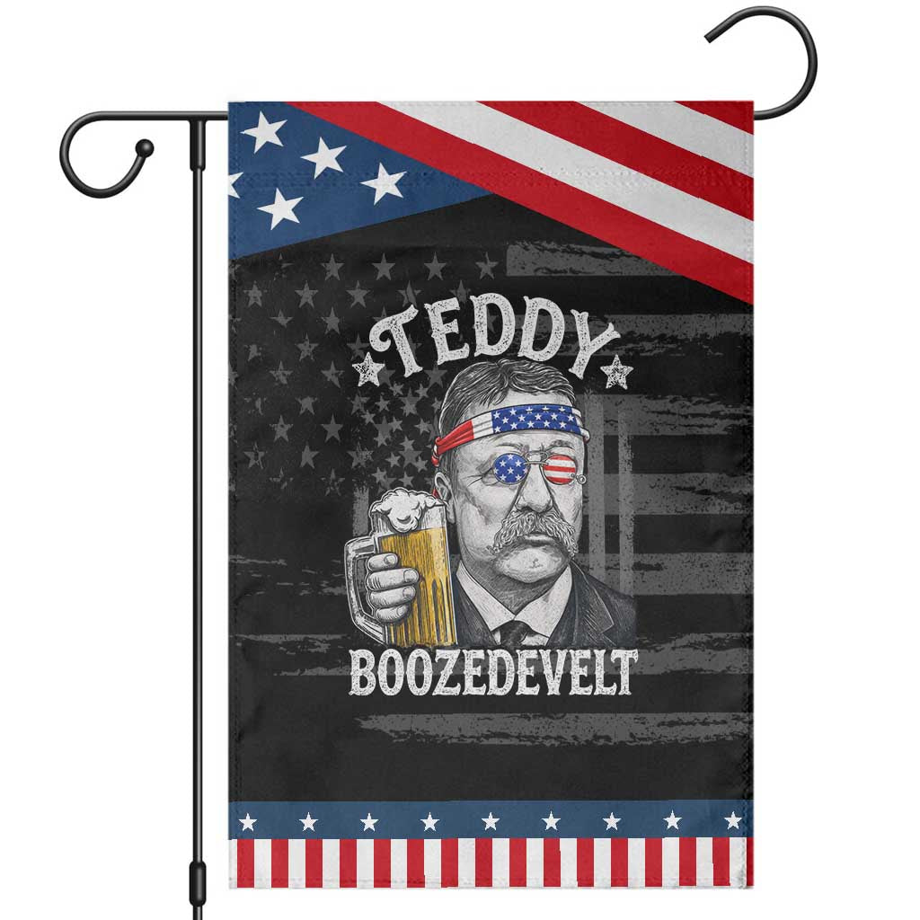Teddy Boozedevelt Theodore Roosevelt 4th of July Patriotic Garden Flag Funny Beer Drinking Vintage American Flag