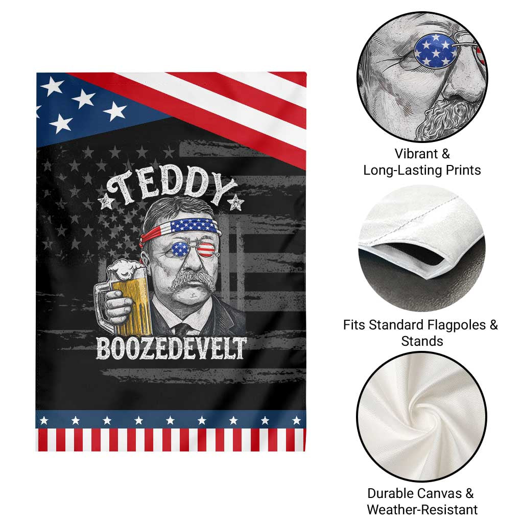 Teddy Boozedevelt Theodore Roosevelt 4th of July Patriotic Garden Flag Funny Beer Drinking Vintage American Flag