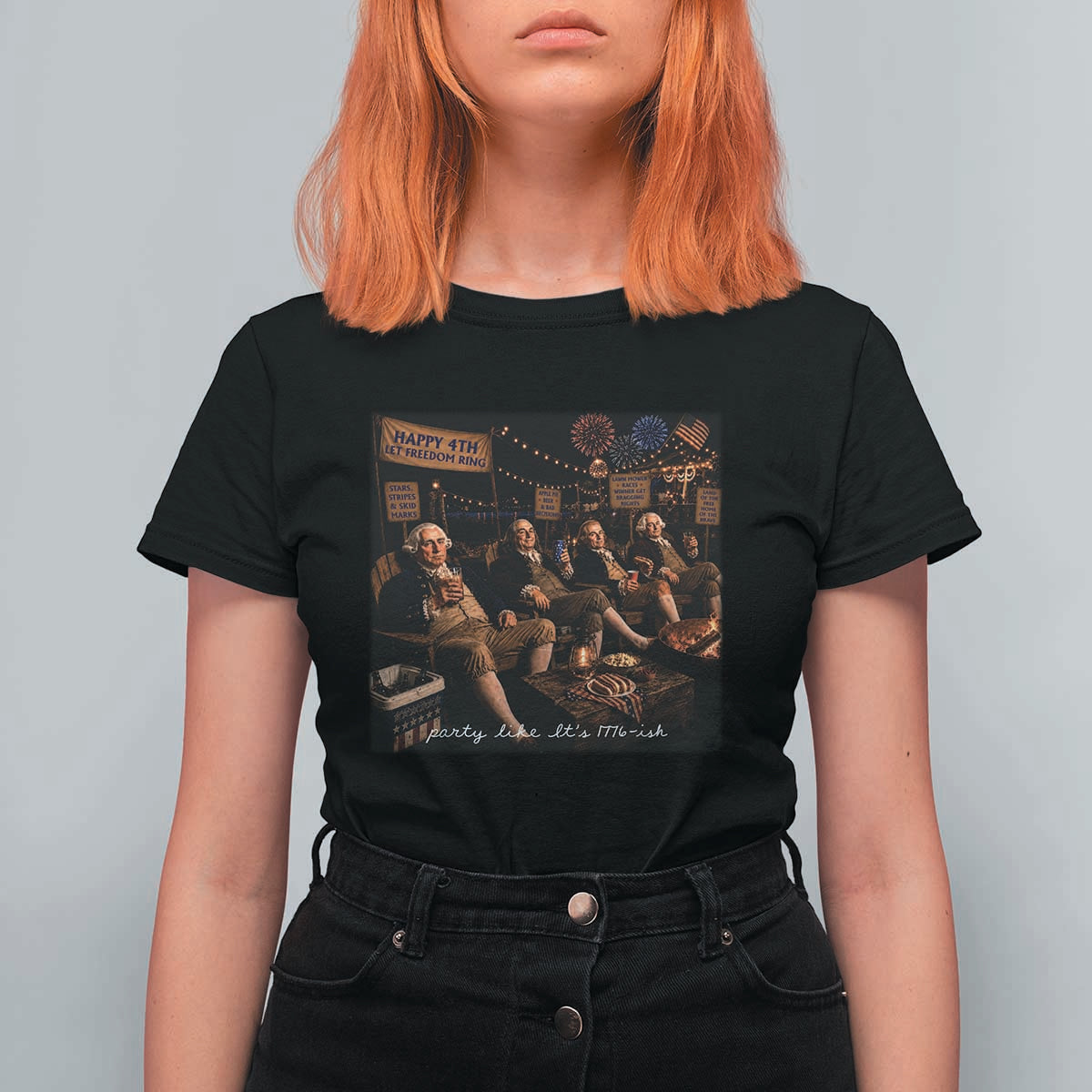 Party Like It Is 1776 Founding Father T Shirt For Women Funny 4th of July Meme