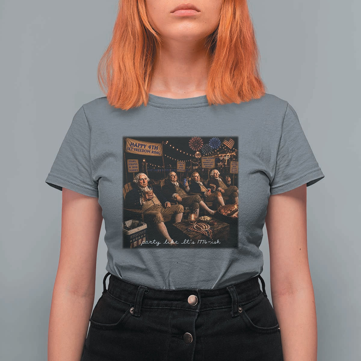 Party Like It Is 1776 Founding Father T Shirt For Women Funny 4th of July Meme