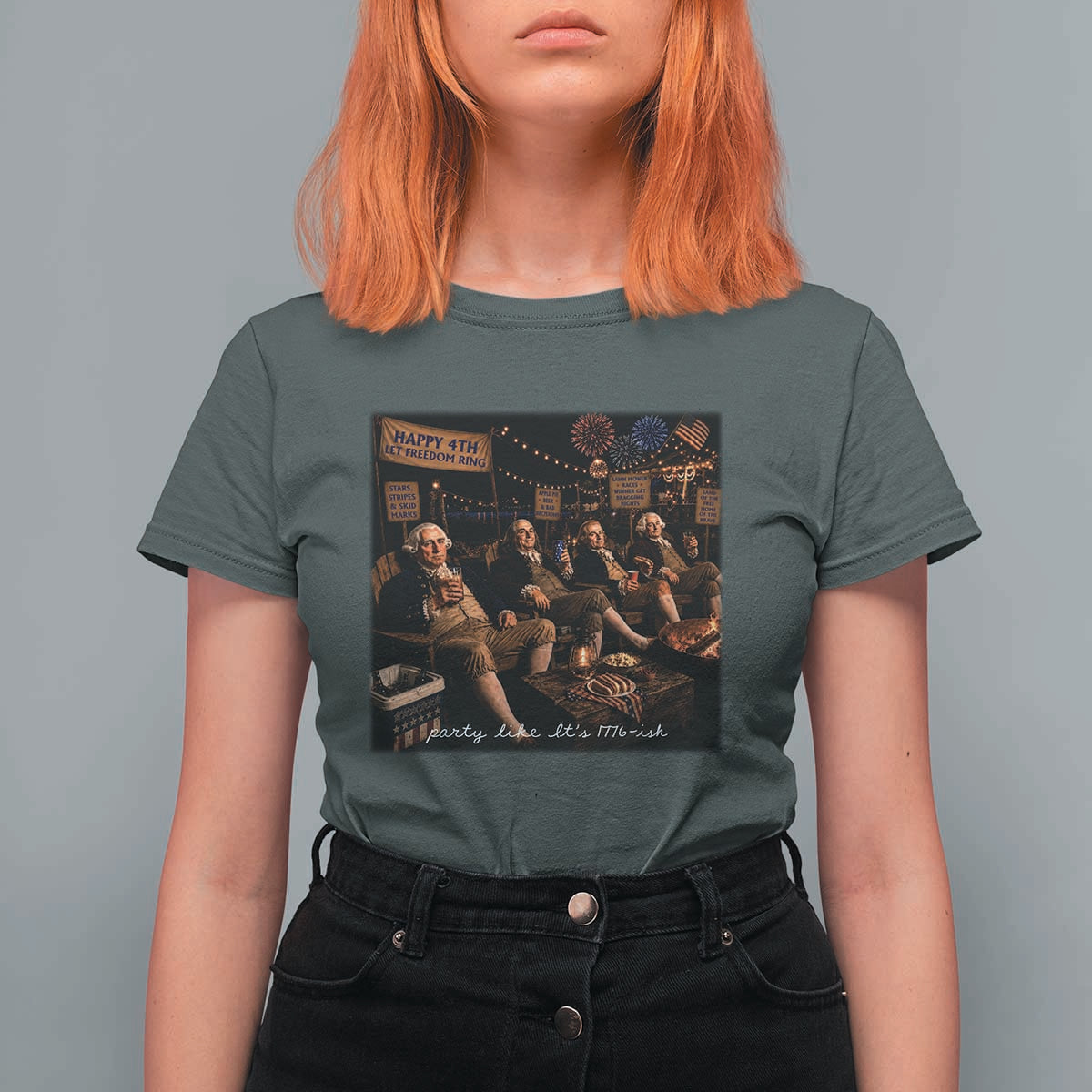 Party Like It Is 1776 Founding Father T Shirt For Women Funny 4th of July Meme