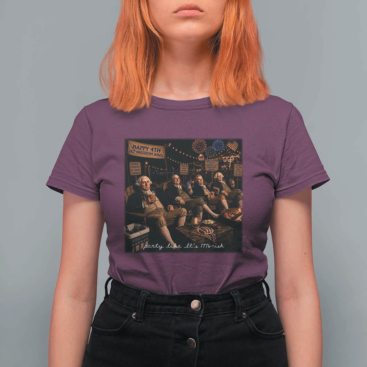 Party Like It Is 1776 Founding Father T Shirt For Women Funny 4th of July Meme