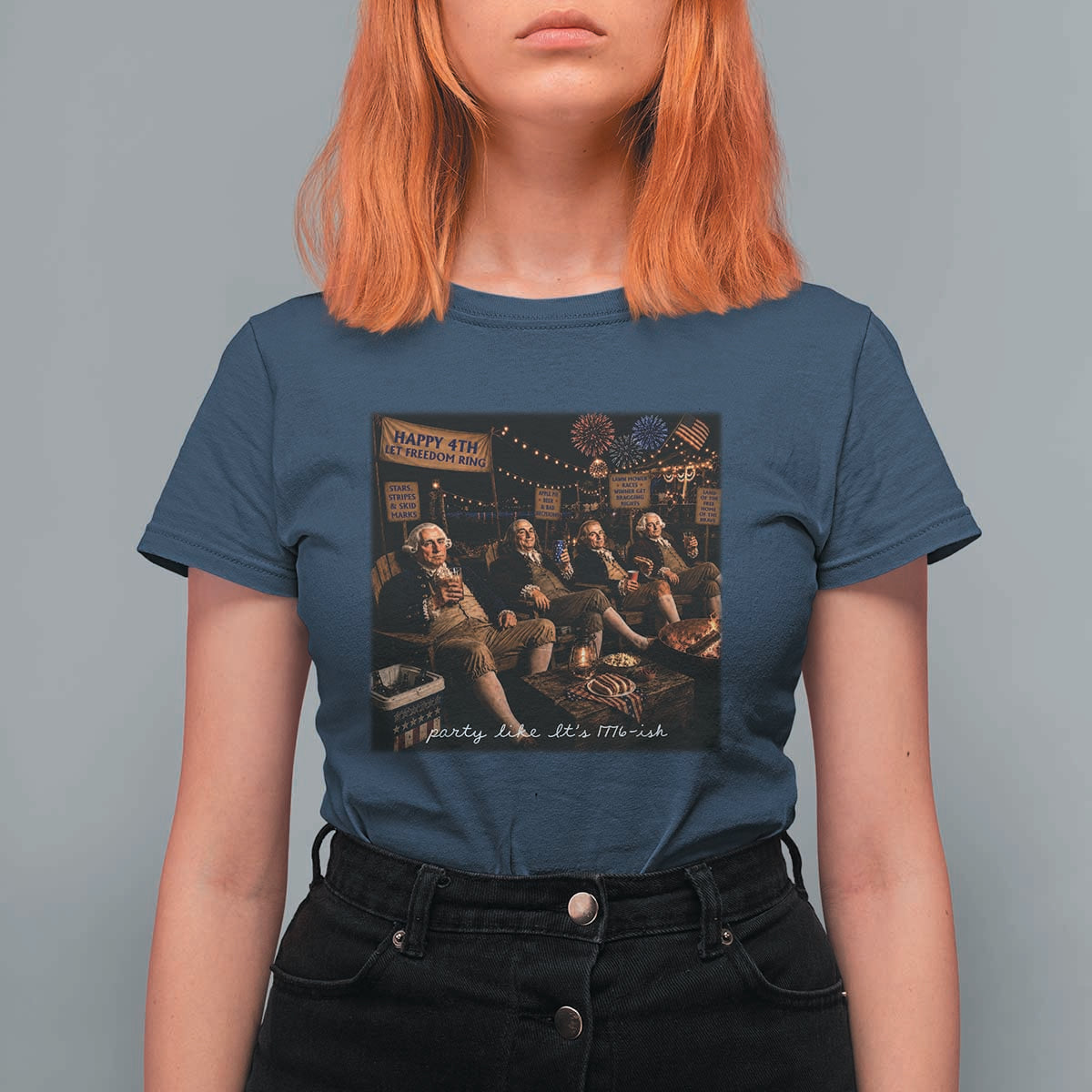 Party Like It Is 1776 Founding Father T Shirt For Women Funny 4th of July Meme