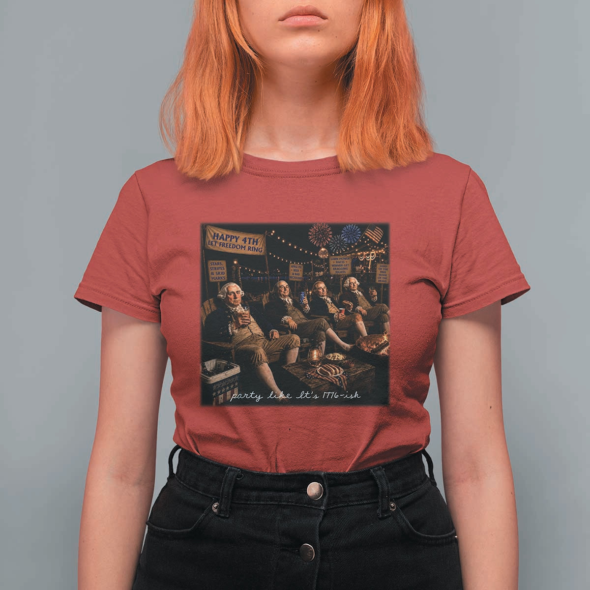 Party Like It Is 1776 Founding Father T Shirt For Women Funny 4th of July Meme