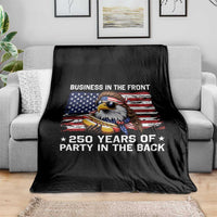 Business In The Front Party In The Back 250th Anniversary USA Throw Blanket Patriotic Eagle Mullet