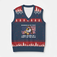 Business In The Front Party In The Back 250th Anniversary USA V-Neck Knit Sweater Vest Patriotic Eagle Mullet