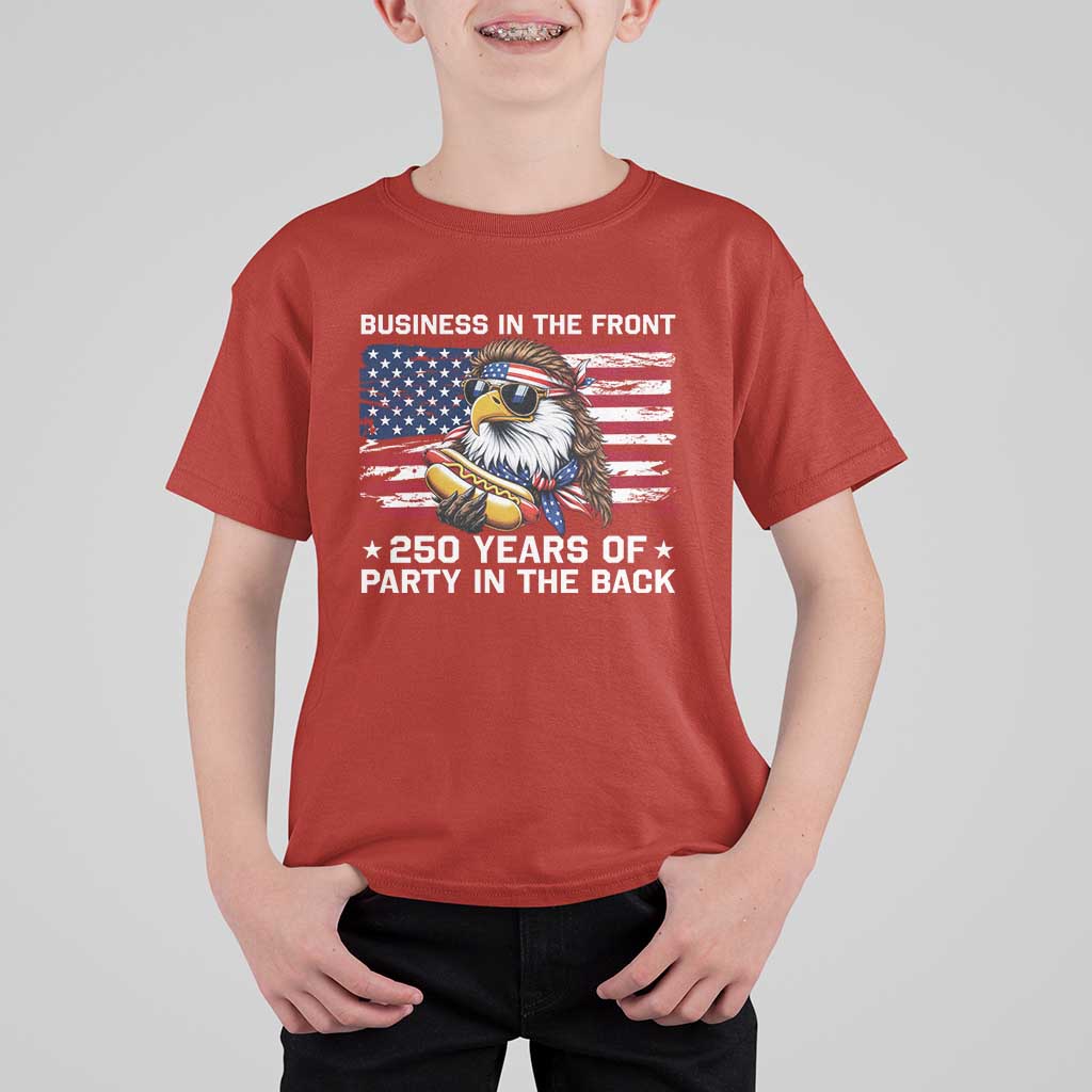 Business In The Front Party In The Back 250th Anniversary USA T Shirt For Kid Patriotic Eagle Mullet