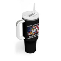 Business In The Front Party In The Back 250th Anniversary USA Tumbler With Handle Patriotic Eagle Mullet