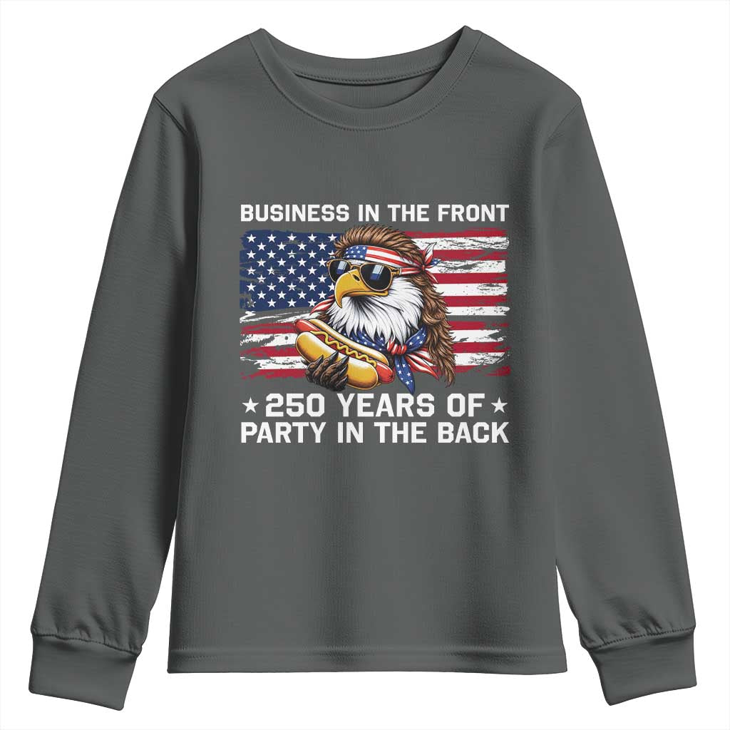 Business In The Front Party In The Back 250th Anniversary USA Youth Sweatshirt Patriotic Eagle Mullet