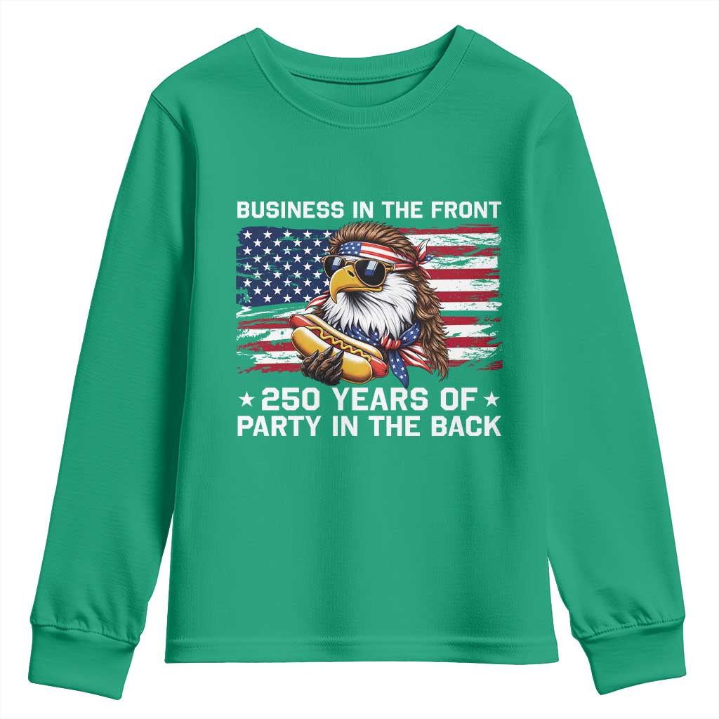 Business In The Front Party In The Back 250th Anniversary USA Youth Sweatshirt Patriotic Eagle Mullet