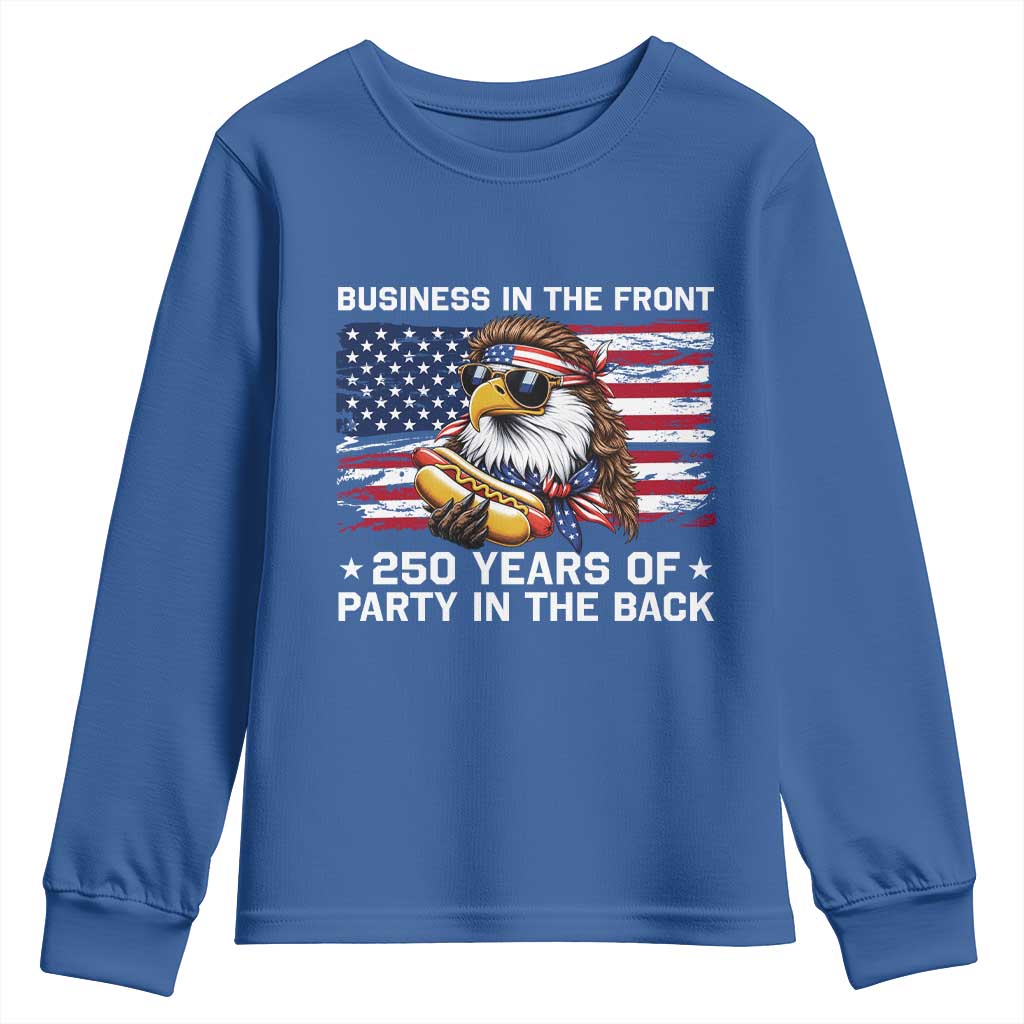 Business In The Front Party In The Back 250th Anniversary USA Youth Sweatshirt Patriotic Eagle Mullet