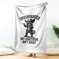 Undiagnosed But Something Ain't Right Throw Blanket Funny Raccoon Cowboy