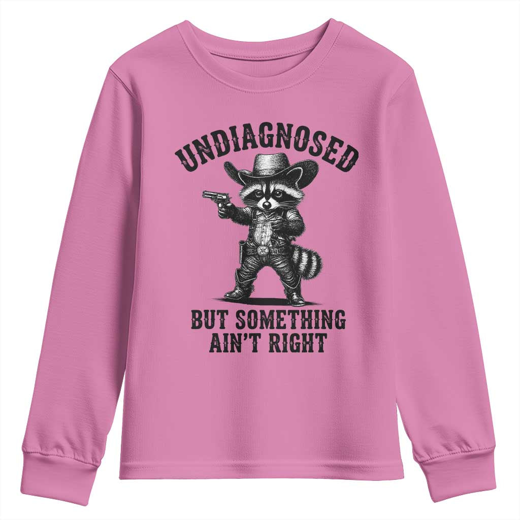Undiagnosed But Something Ain't Right Youth Sweatshirt Funny Raccoon Cowboy