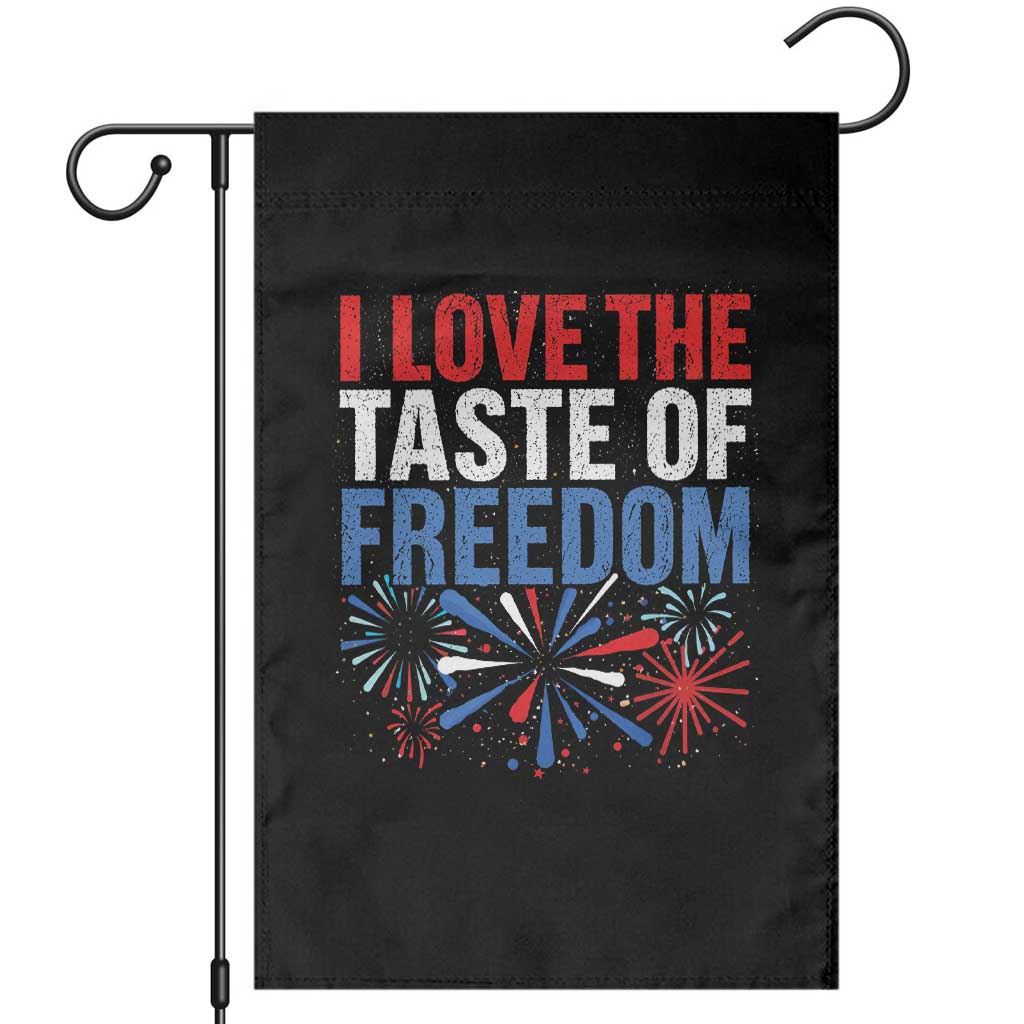 I Love The Taste Of Freedom Funny 4th of July Couple Matching Garden Flag US Fireworks