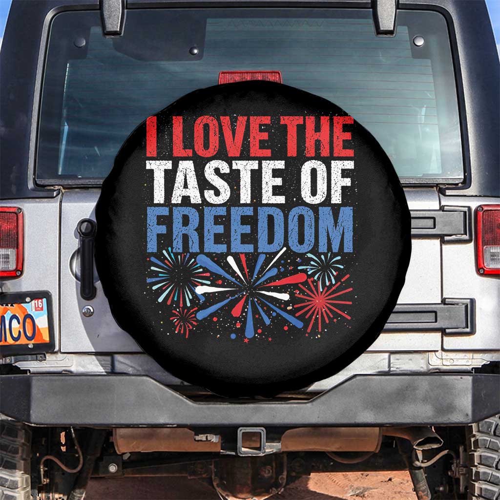 I Love The Taste Of Freedom Funny 4th of July Couple Matching Spare Tire Cover US Fireworks