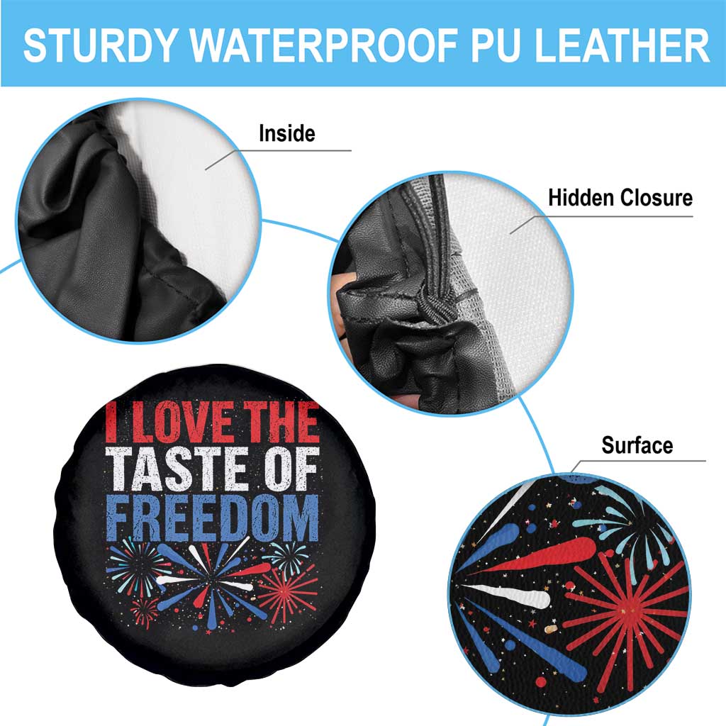 I Love The Taste Of Freedom Funny 4th of July Couple Matching Spare Tire Cover US Fireworks