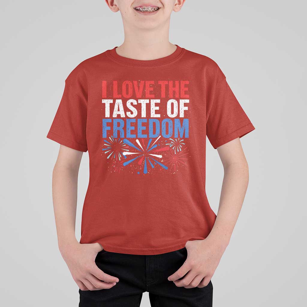 I Love The Taste Of Freedom Funny 4th of July Couple Matching T Shirt For Kid US Fireworks