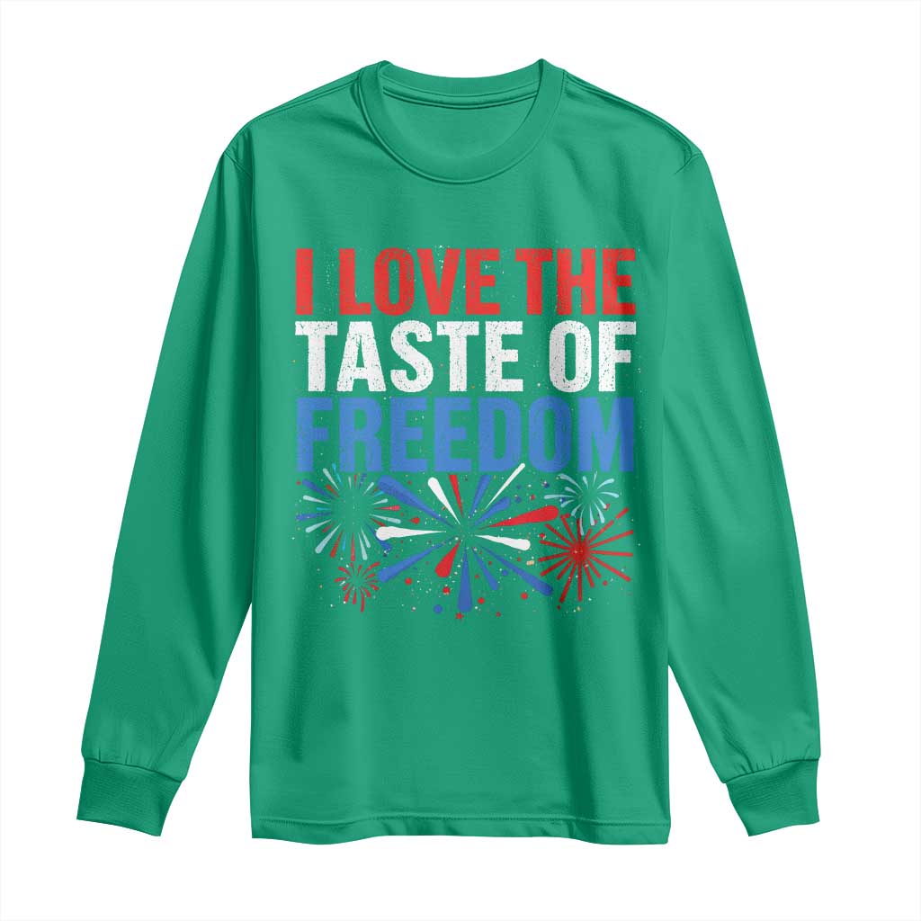 I Love The Taste Of Freedom Funny 4th of July Couple Matching Long Sleeve Shirt US Fireworks