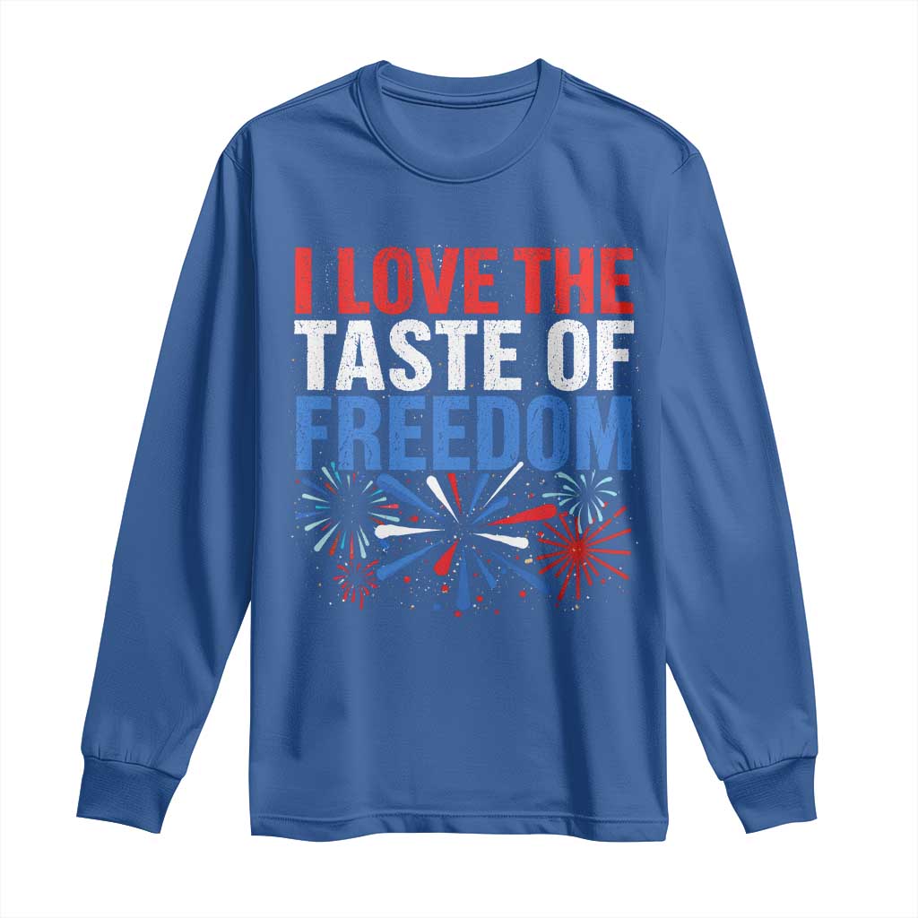 I Love The Taste Of Freedom Funny 4th of July Couple Matching Long Sleeve Shirt US Fireworks