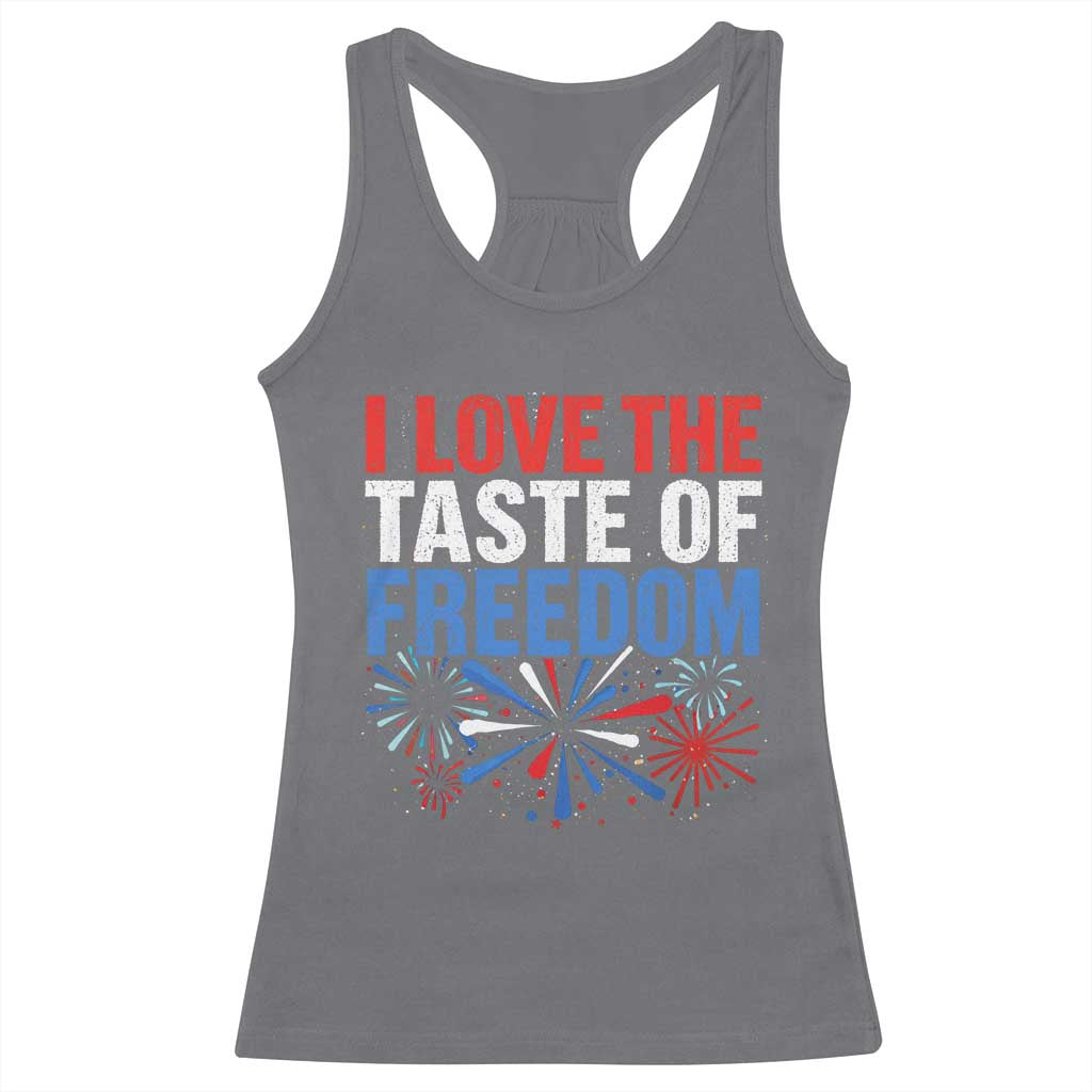 I Love The Taste Of Freedom Funny 4th of July Couple Matching Racerback Tank Top US Fireworks