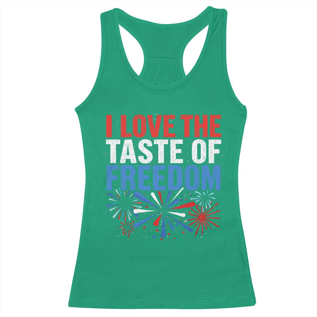 I Love The Taste Of Freedom Funny 4th of July Couple Matching Racerback Tank Top US Fireworks