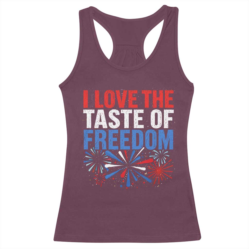 I Love The Taste Of Freedom Funny 4th of July Couple Matching Racerback Tank Top US Fireworks