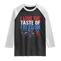 I Love The Taste Of Freedom Funny 4th of July Couple Matching Raglan Shirt US Fireworks