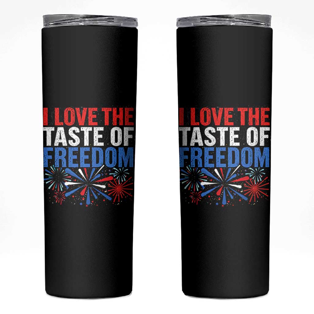 I Love The Taste Of Freedom Funny 4th of July Couple Matching Skinny Tumbler US Fireworks