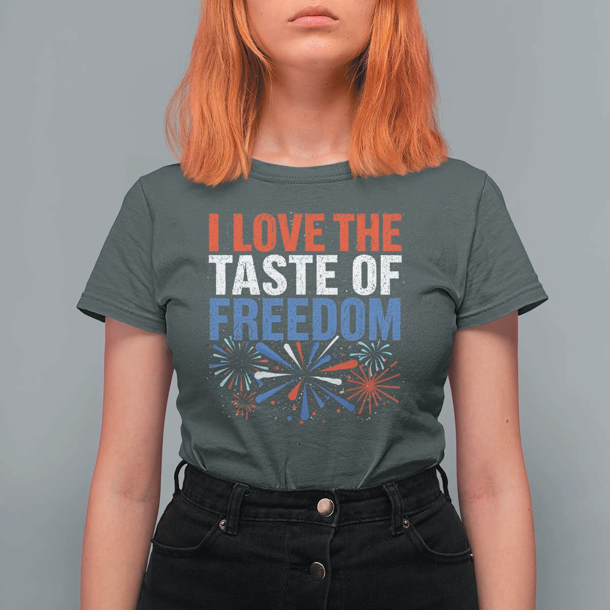 I Love The Taste Of Freedom Funny 4th of July Couple Matching T Shirt For Women US Fireworks