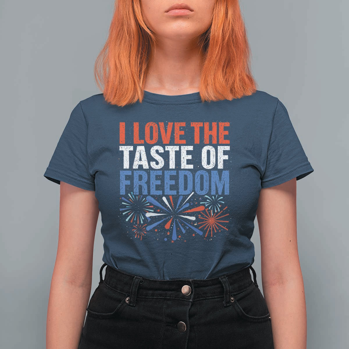 I Love The Taste Of Freedom Funny 4th of July Couple Matching T Shirt For Women US Fireworks