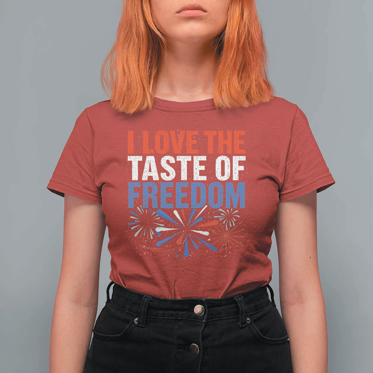 I Love The Taste Of Freedom Funny 4th of July Couple Matching T Shirt For Women US Fireworks