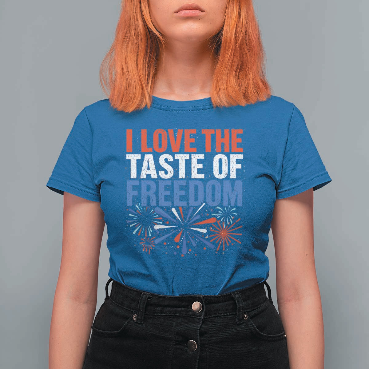 I Love The Taste Of Freedom Funny 4th of July Couple Matching T Shirt For Women US Fireworks