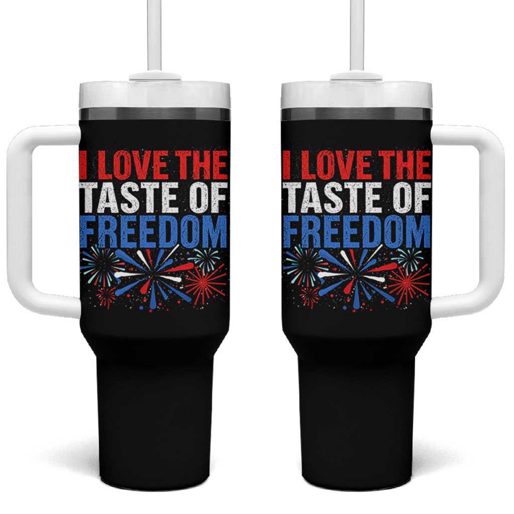 I Love The Taste Of Freedom Funny 4th of July Couple Matching Tumbler With Handle US Fireworks