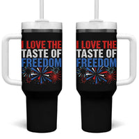I Love The Taste Of Freedom Funny 4th of July Couple Matching Tumbler With Handle US Fireworks