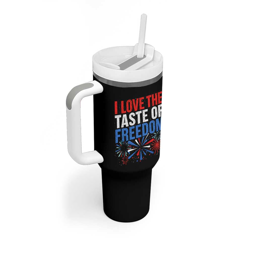 I Love The Taste Of Freedom Funny 4th of July Couple Matching Tumbler With Handle US Fireworks